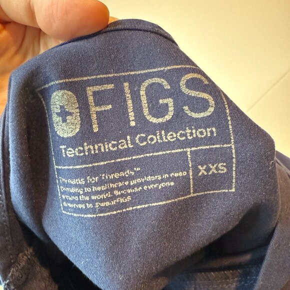 Figs Women XXSP Scrub Set Catarina Top Zamora Pant Navy Blue Drawstring Nurse - Picture 7 of 16